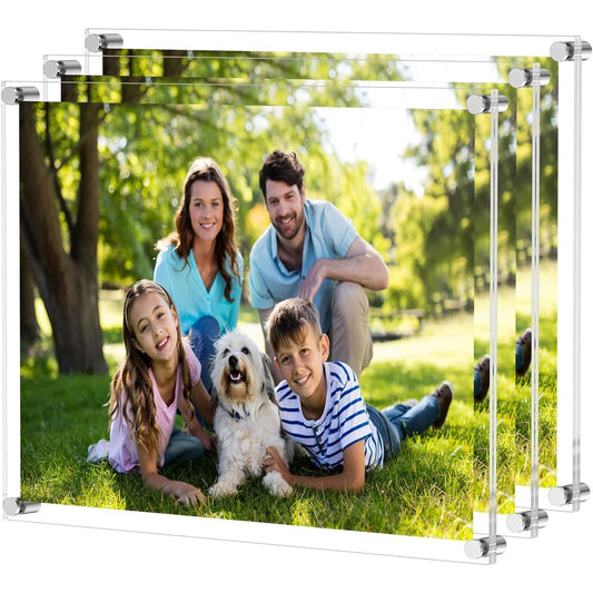 L32088 NIUBEE Clear Acrylic Wall Mount Floating Frameless Picture Frame Up to