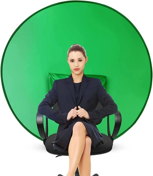 56in Round Green Screen Backdrop, Portable Collapsible Webcam Backdrop